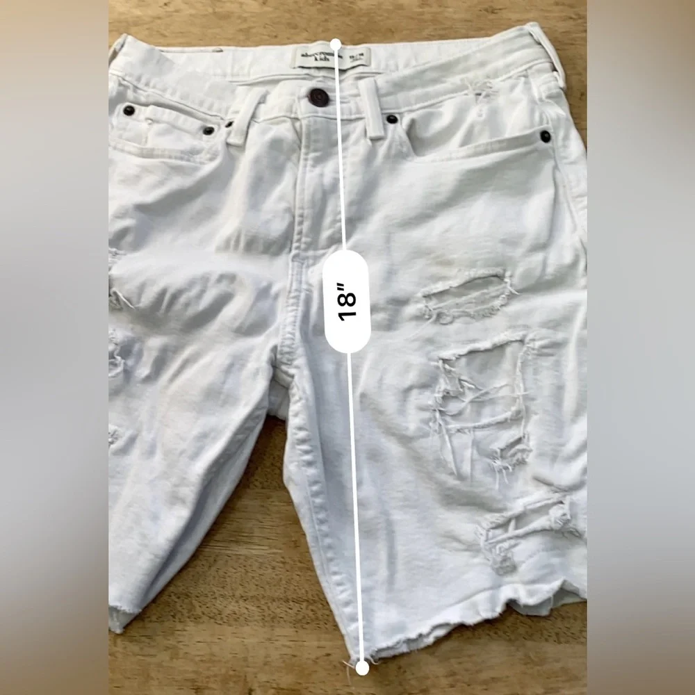 Abercrombie Kids Sz 15/16 White Denim Distressed Jean Shorts‎